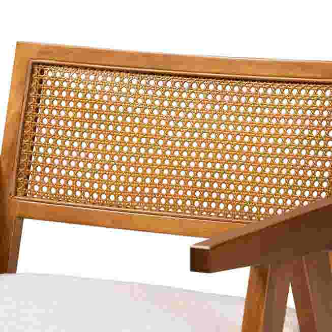 Close-up of caned back weaving