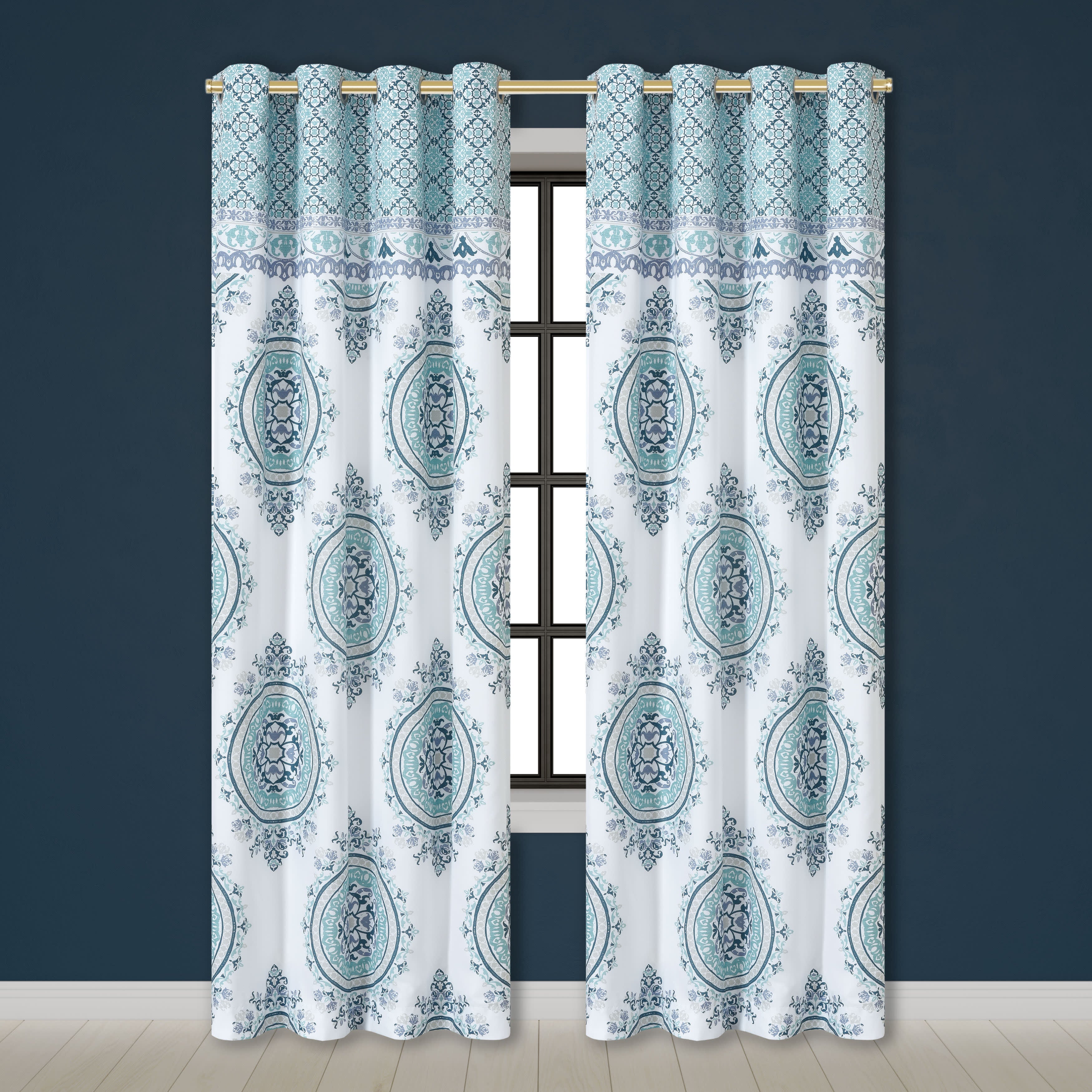 Afton 84 Inch Grommet Panel Pair, BLUE, hi-res image number 0