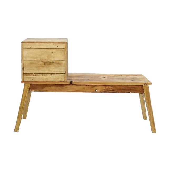 Java Wood Bench With Drawers, , alternate image number null