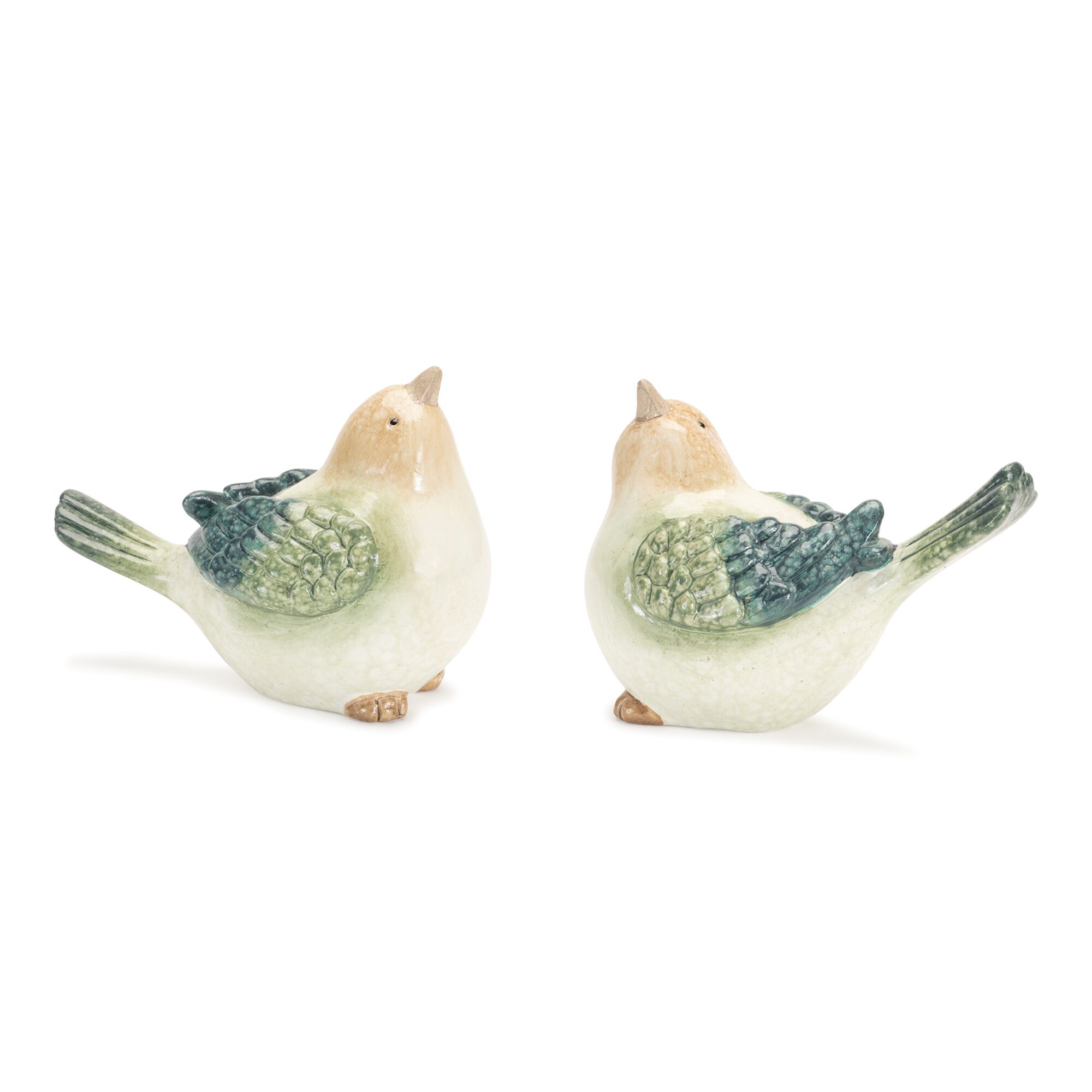 Terra Cotta Bird Figurine (Set of 4), BEIGE/BLUE/GREEN, hi-res image number 0