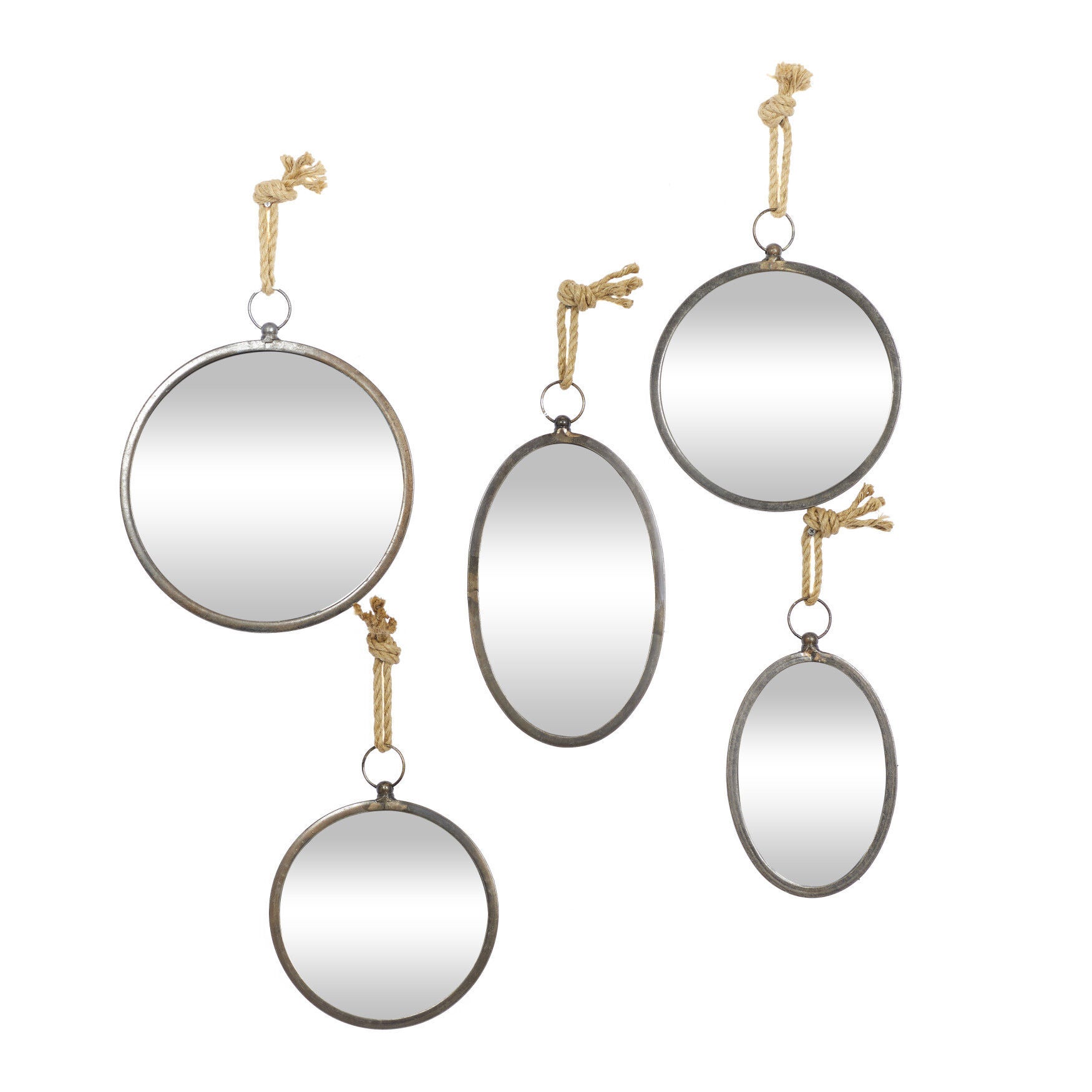 Set Of 5 Grey Metal Glam Wall Mirror, GREY, hi-res image number 0