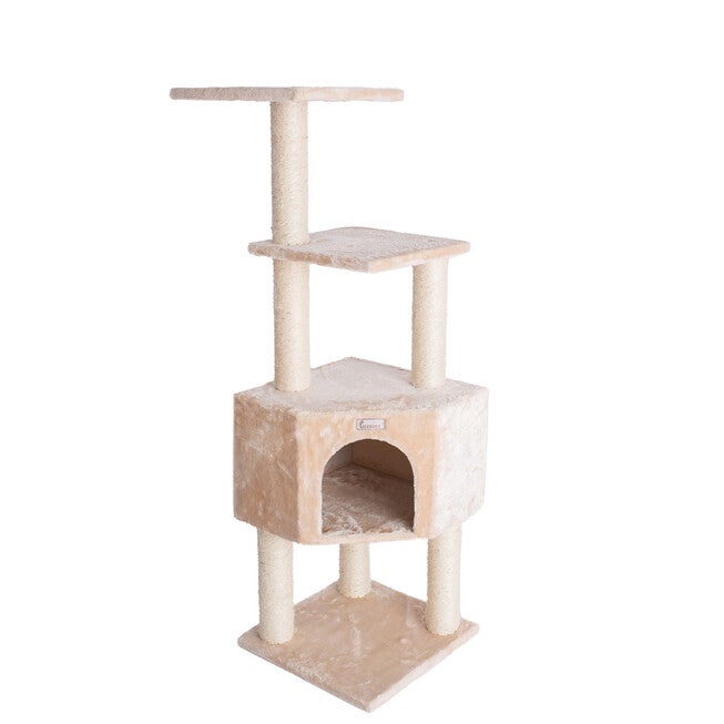 Gleepet 48 inches Real Wood Cat Tree With Perch And Playhouse, , alternate image number null
