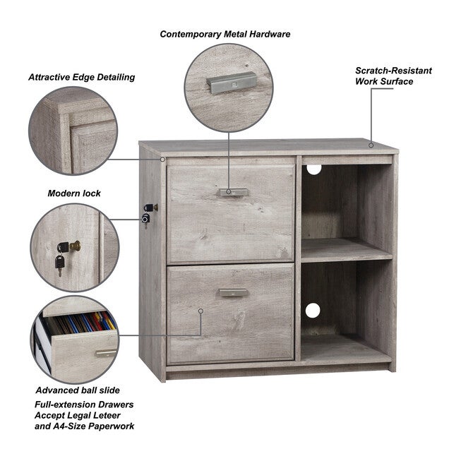 Saint Birch Elma File Cabinet In Washed Gray File Cabinet, , alternate image number null