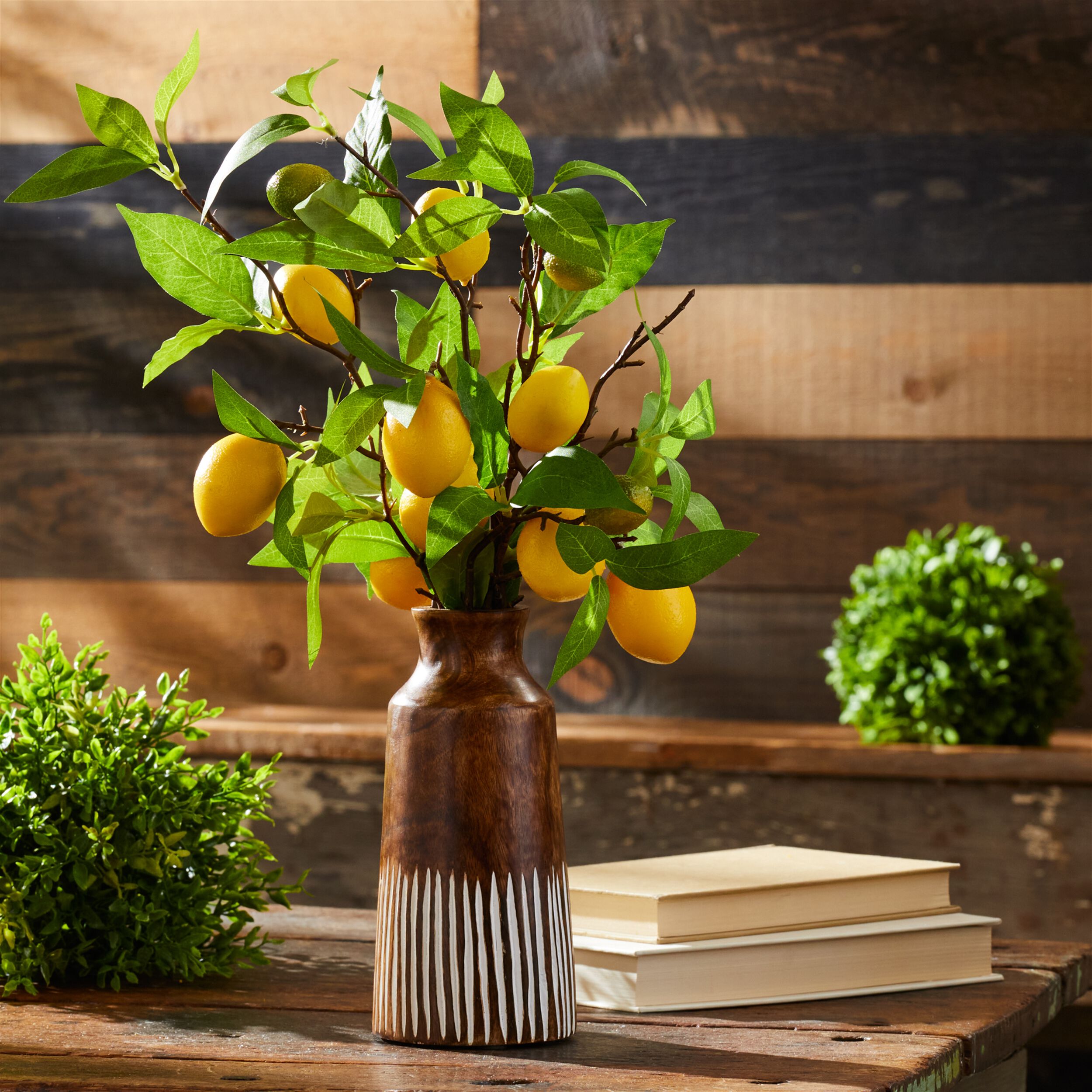 Lemon Fruit Foliage Branch Set of 6, YELLOW GREEN, alternate image number 3