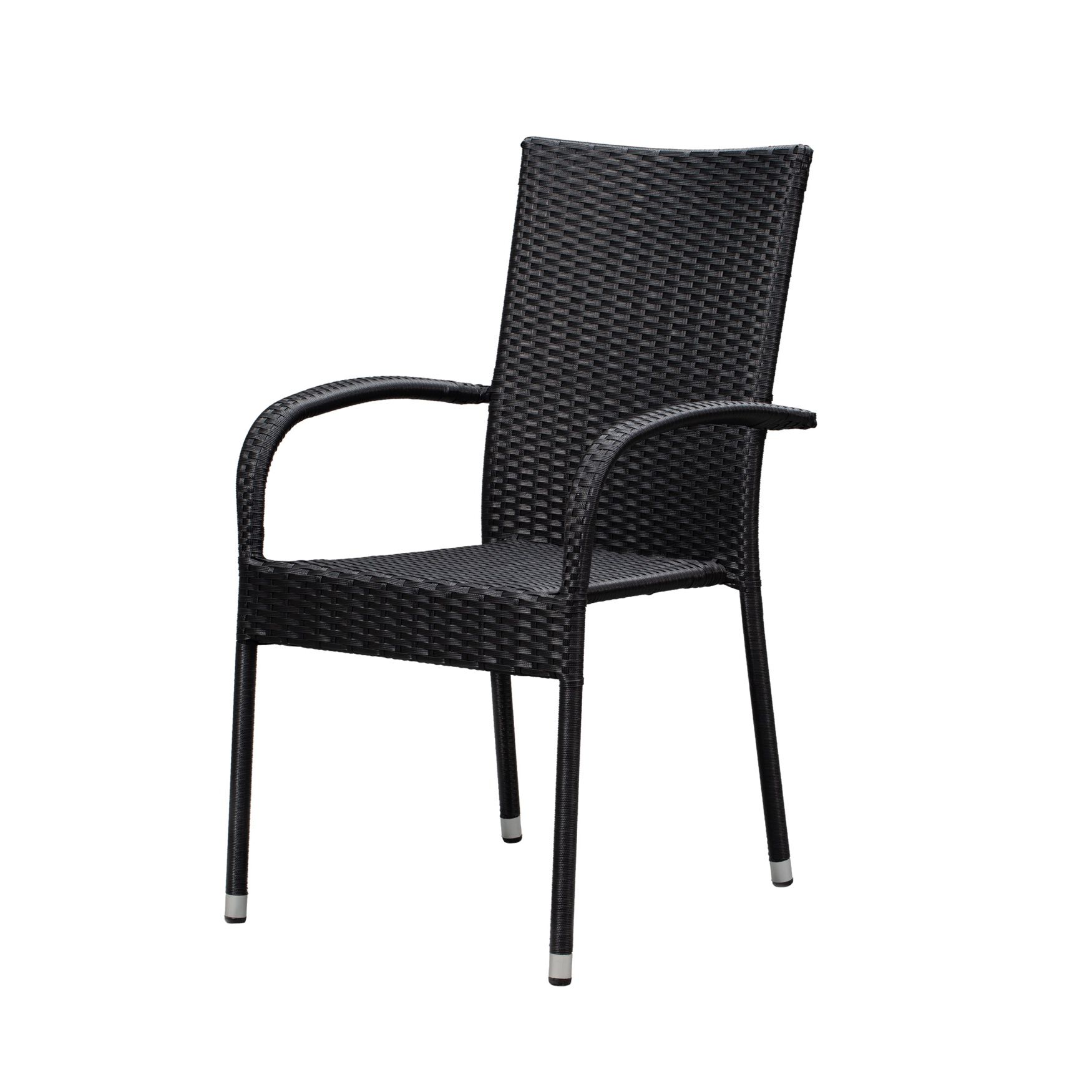 Morgan Outdoor Wicker Stacking Chair - Black - Set of 4, BLACK, hi-res image number 0