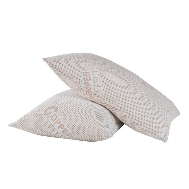 All-In-One Copper Effects Antimicrobial Pillow Protector 2-Pack, Standard/Queen, WHITE, hi-res image number 0