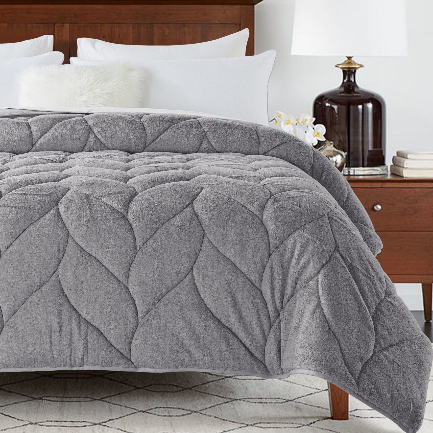 Cozy Grey Down Alternative Comforter Comforters, , on-hover image number 1