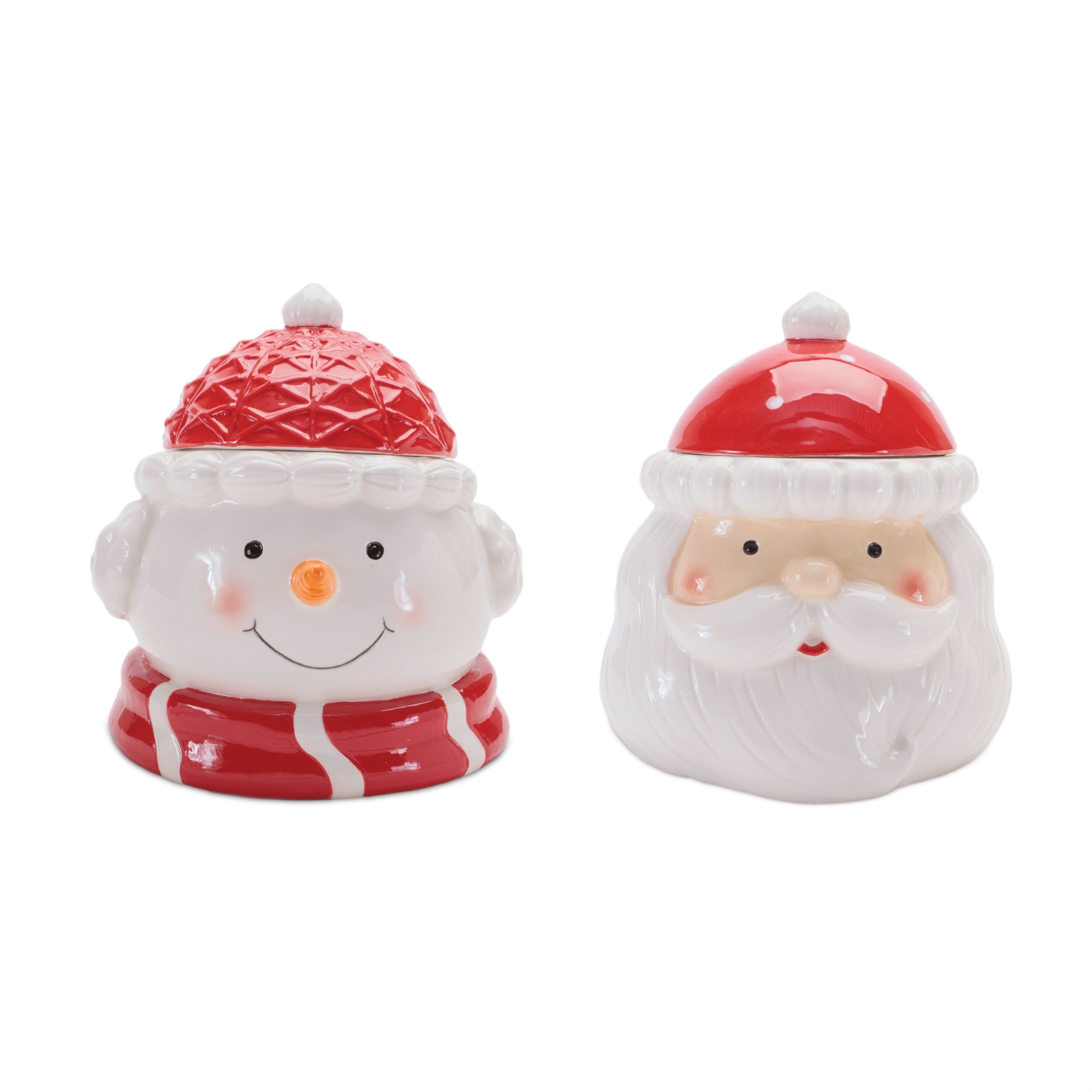 Ceramic Holiday Canister (Set of 2), WHITE RED, hi-res image number 0
