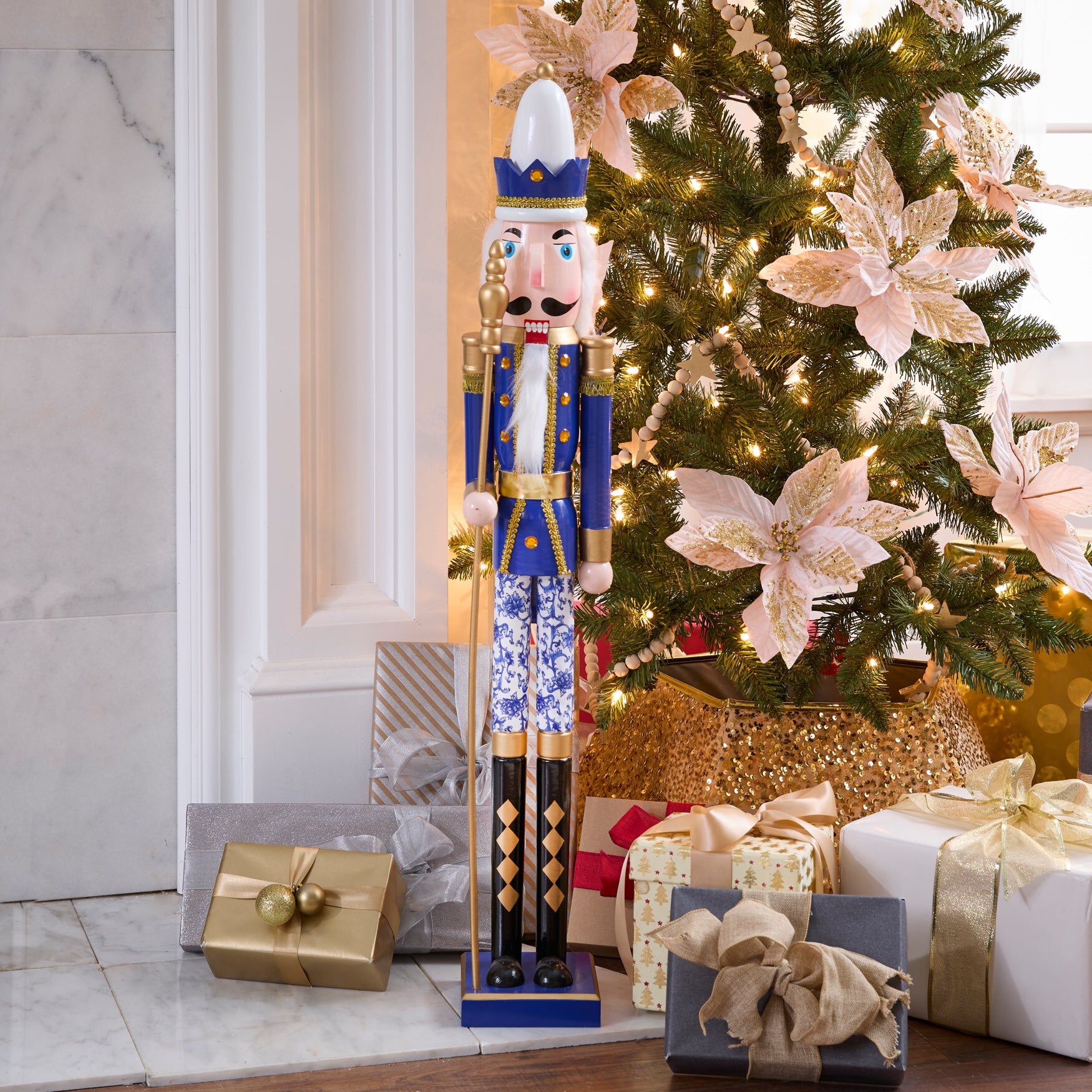 36 inchesH Wooden Nutcracker, ROYAL BLUE, hi-res image number 0
