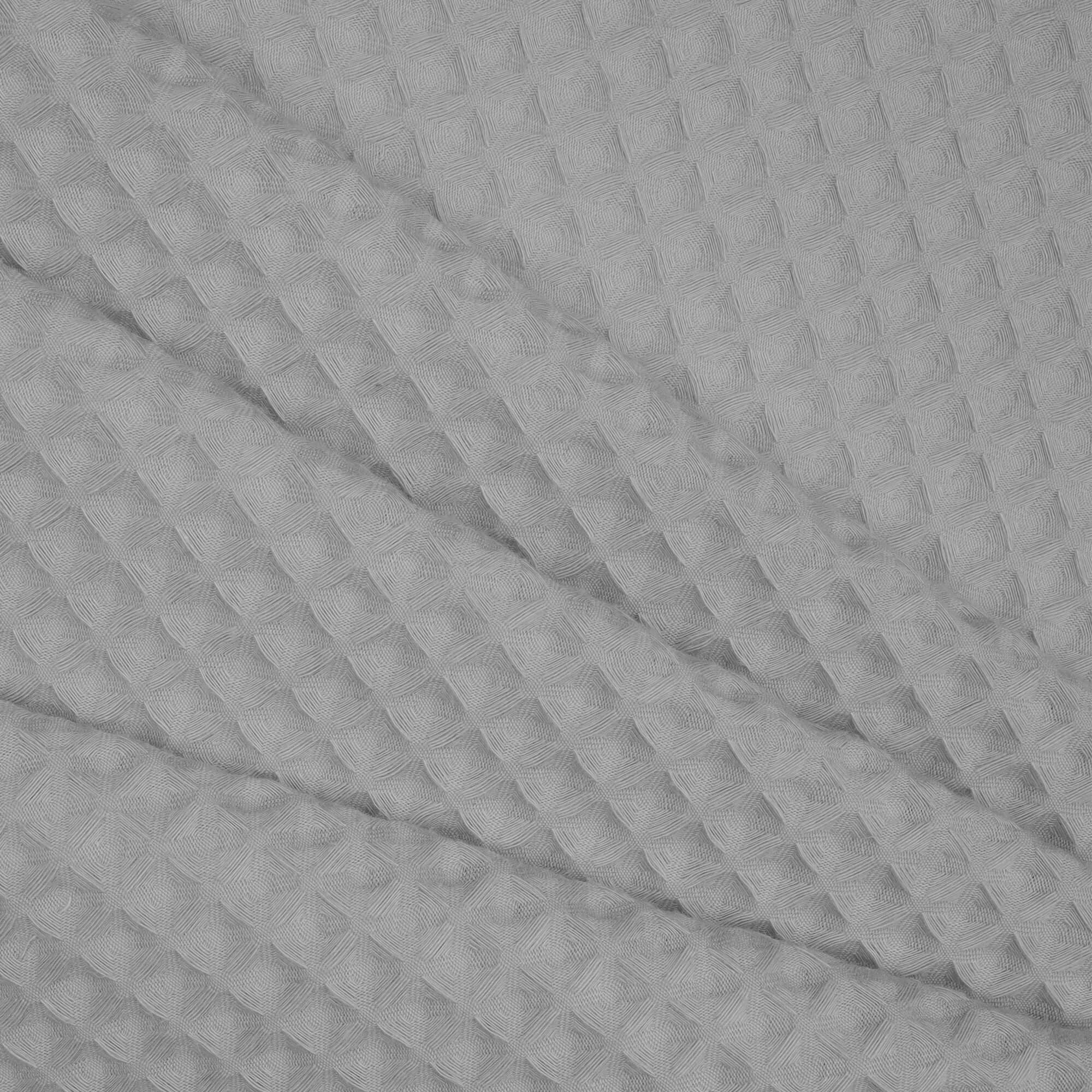 No Hook Cotton Blend Honeycomb Waffle Shower Curtain with Snap-in Liner, GREY, alternate image number 1