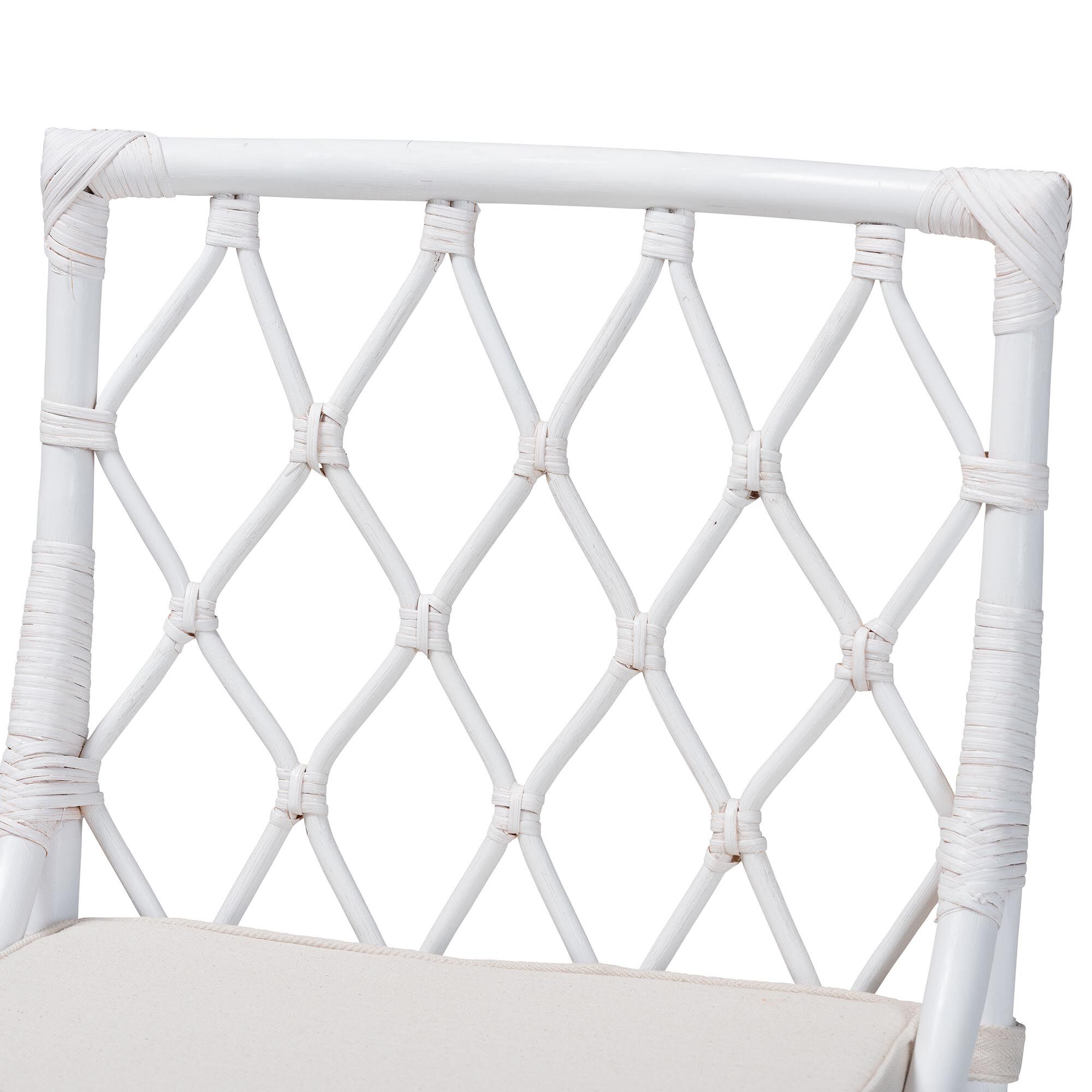 Carwyn Bohemian White Rattan Dining Chair, WHITE, alternate image number 5