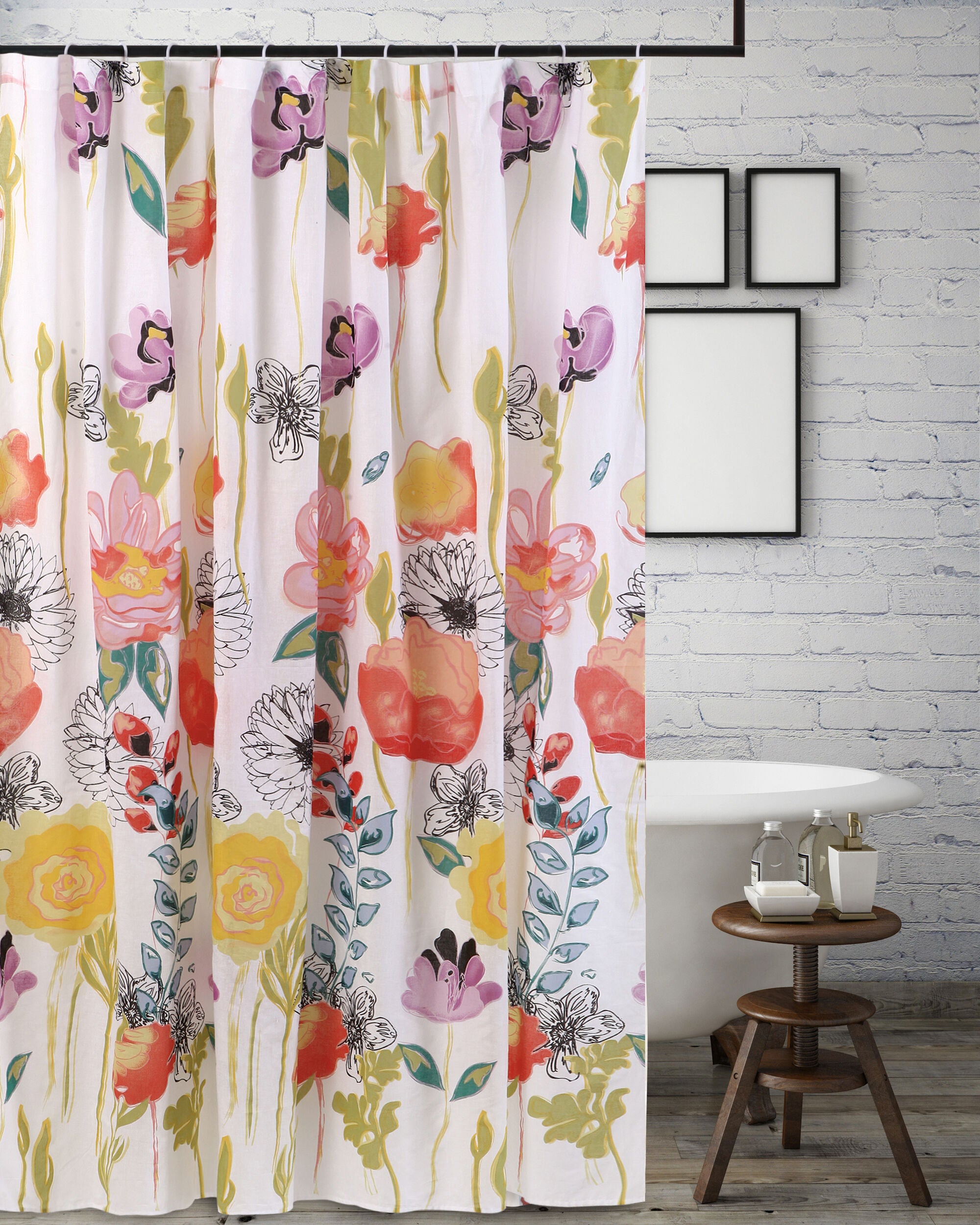 Watercolor Dream Bath and Shower Curtain, WHITE, alternate image number 1