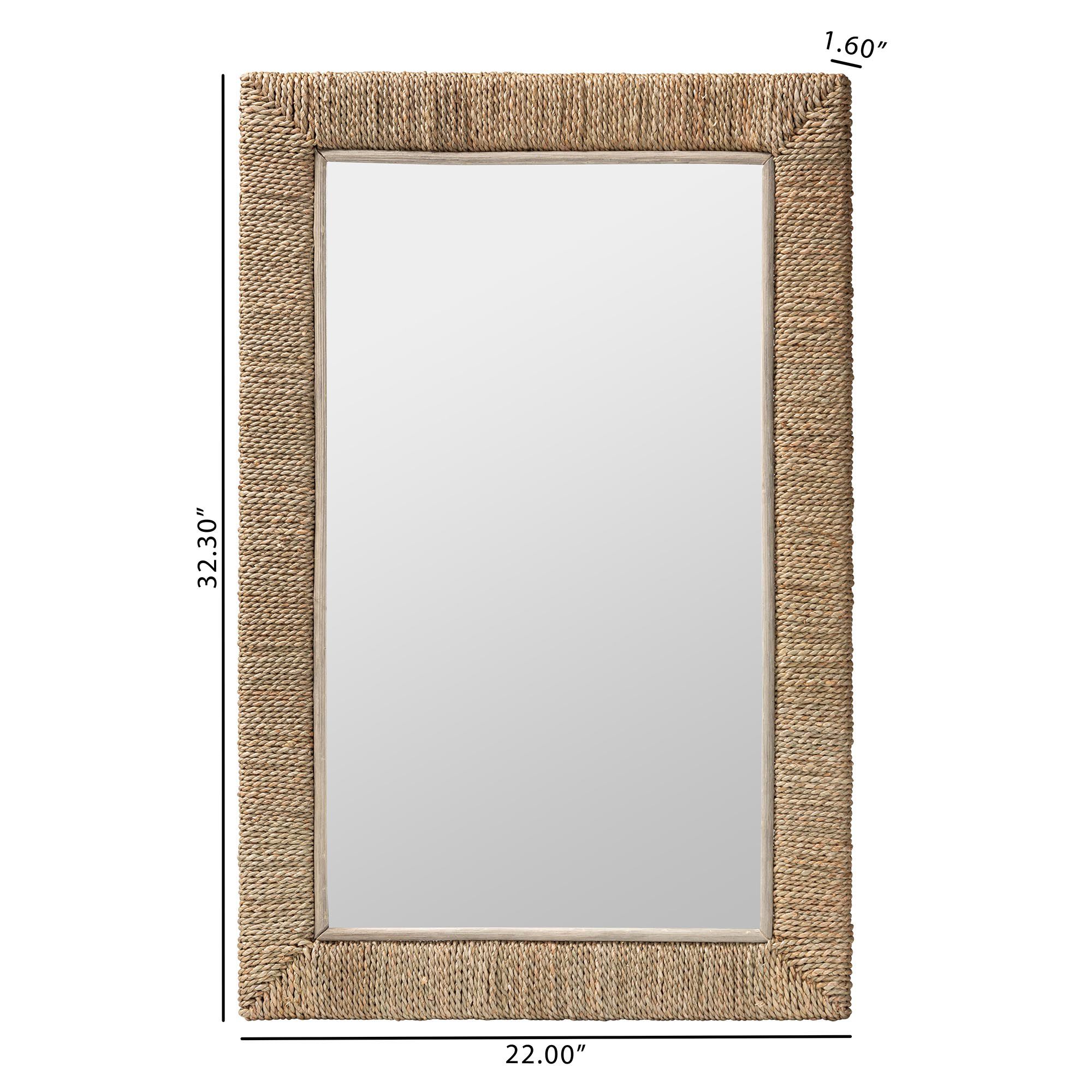 Geralyn Japandi Natural Seagrass Rectangular Wall Mirror, NATURAL, alternate image number 4