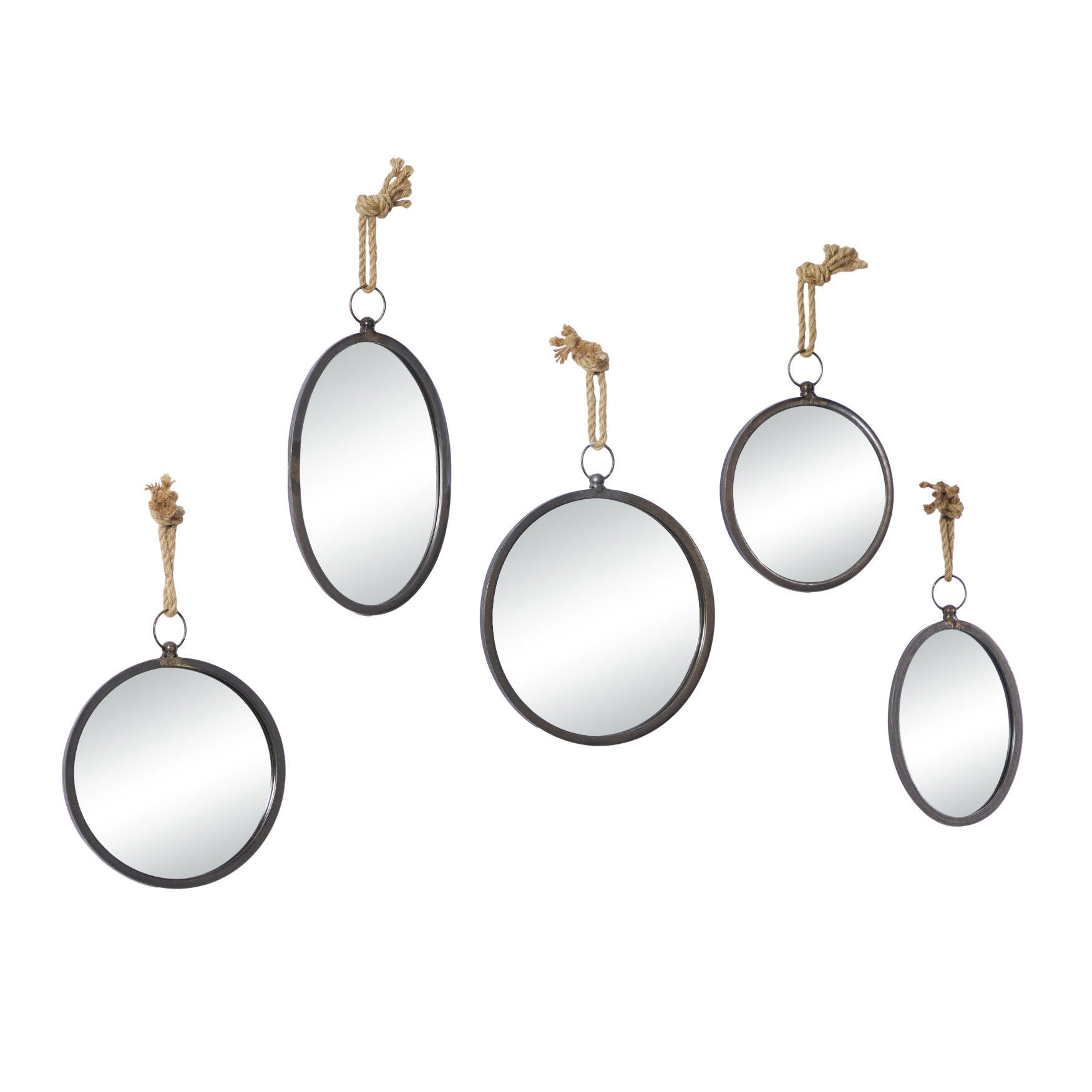 Set Of 5 Grey Metal Glam Wall Mirror, , alternate image number 3