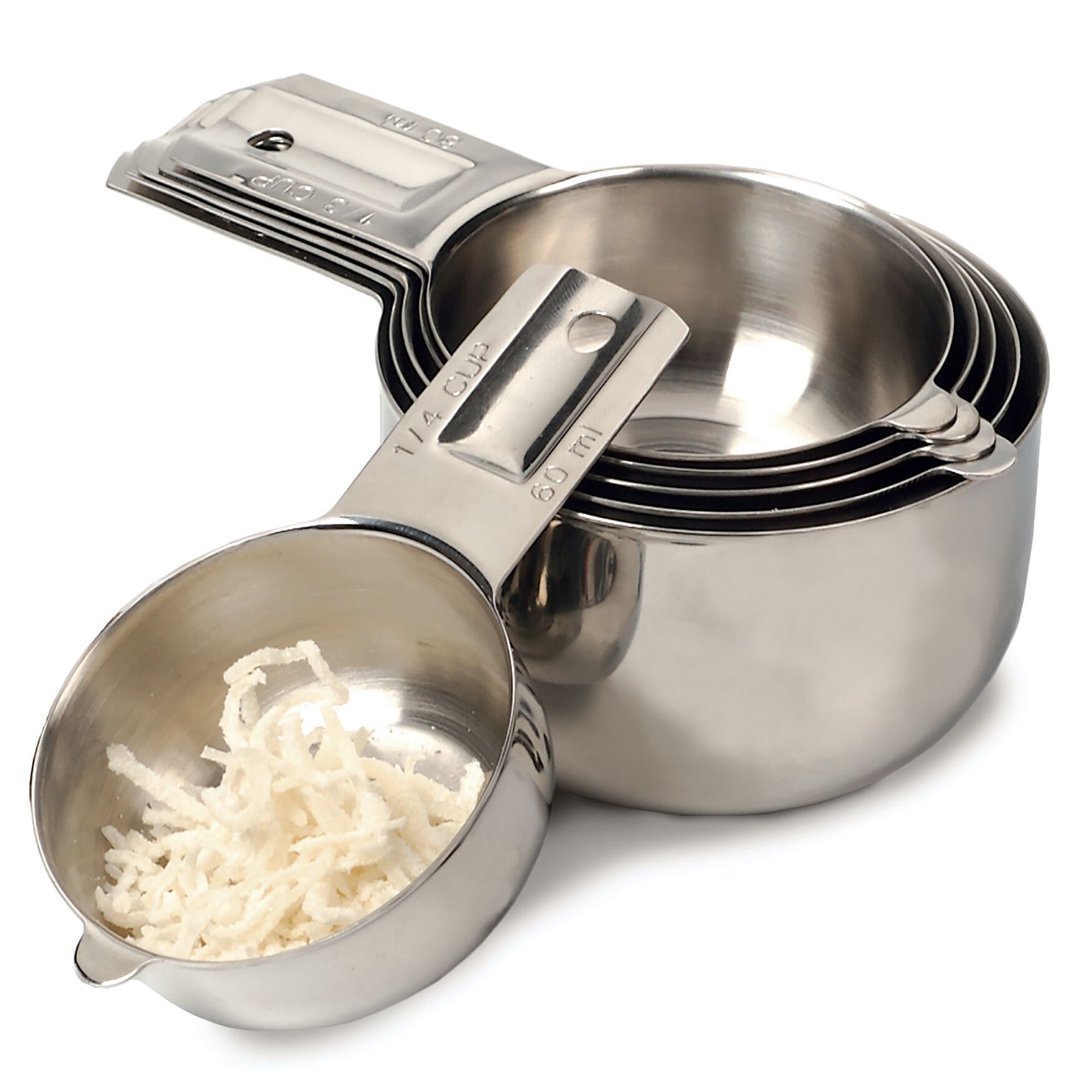 Nesting Stainless Steel Measuring Cups, Set 6, , alternate image number 2