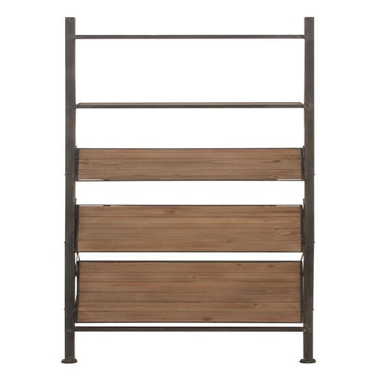 Dark Brown Wood Industrial Shelving Unit, 77 " x 20 " x 14 ", , alternate image number null