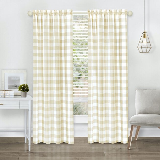 Hunter Rod Pocket Window Curtain Panel, TAN, hi-res image number null