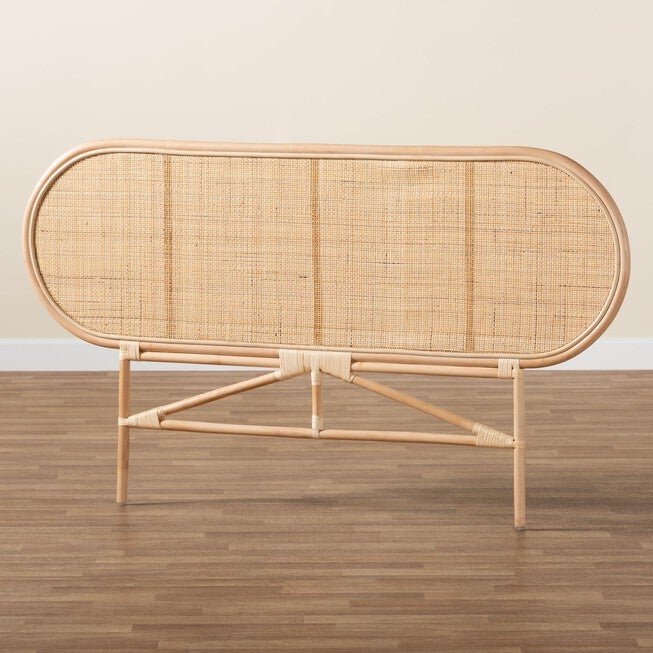 Reegan Modern Bohemian Natural Brown Rattan Queen Size Standalone Headboard, , alternate image number 6
