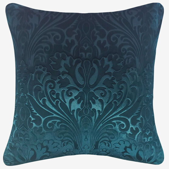 Embossed Panne Velvet Decorative Pillow, TEAL, hi-res image number null