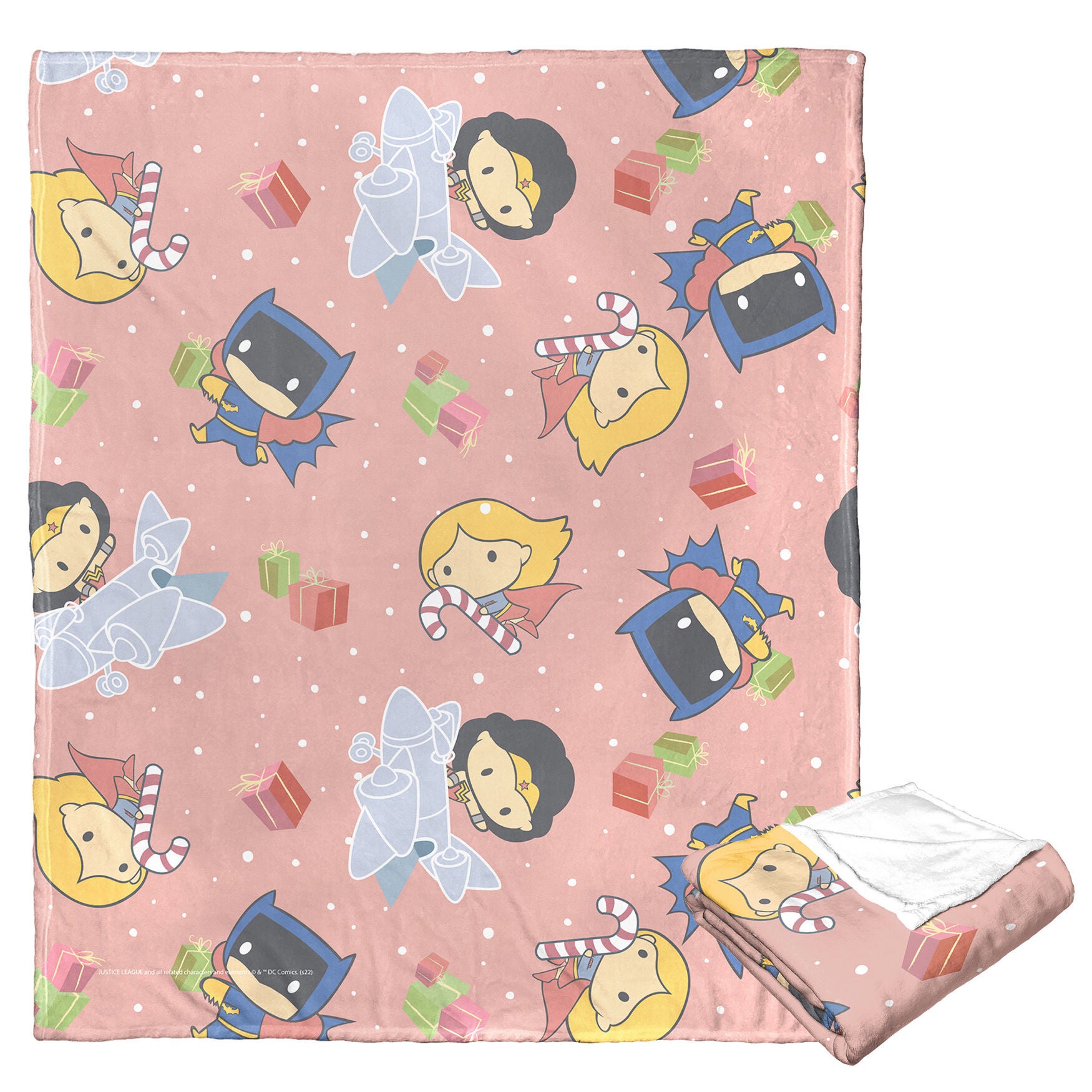 Wb Dc Justice League Deck The Halls Silk Touch Throw, O, hi-res image number 0