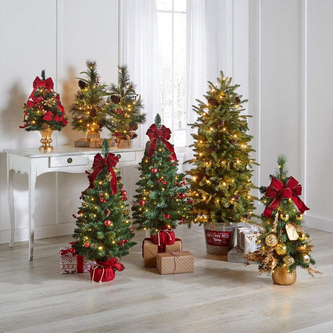 Pre-Lit Woodland Urn Trees, Set of 2, , alternate image number 1