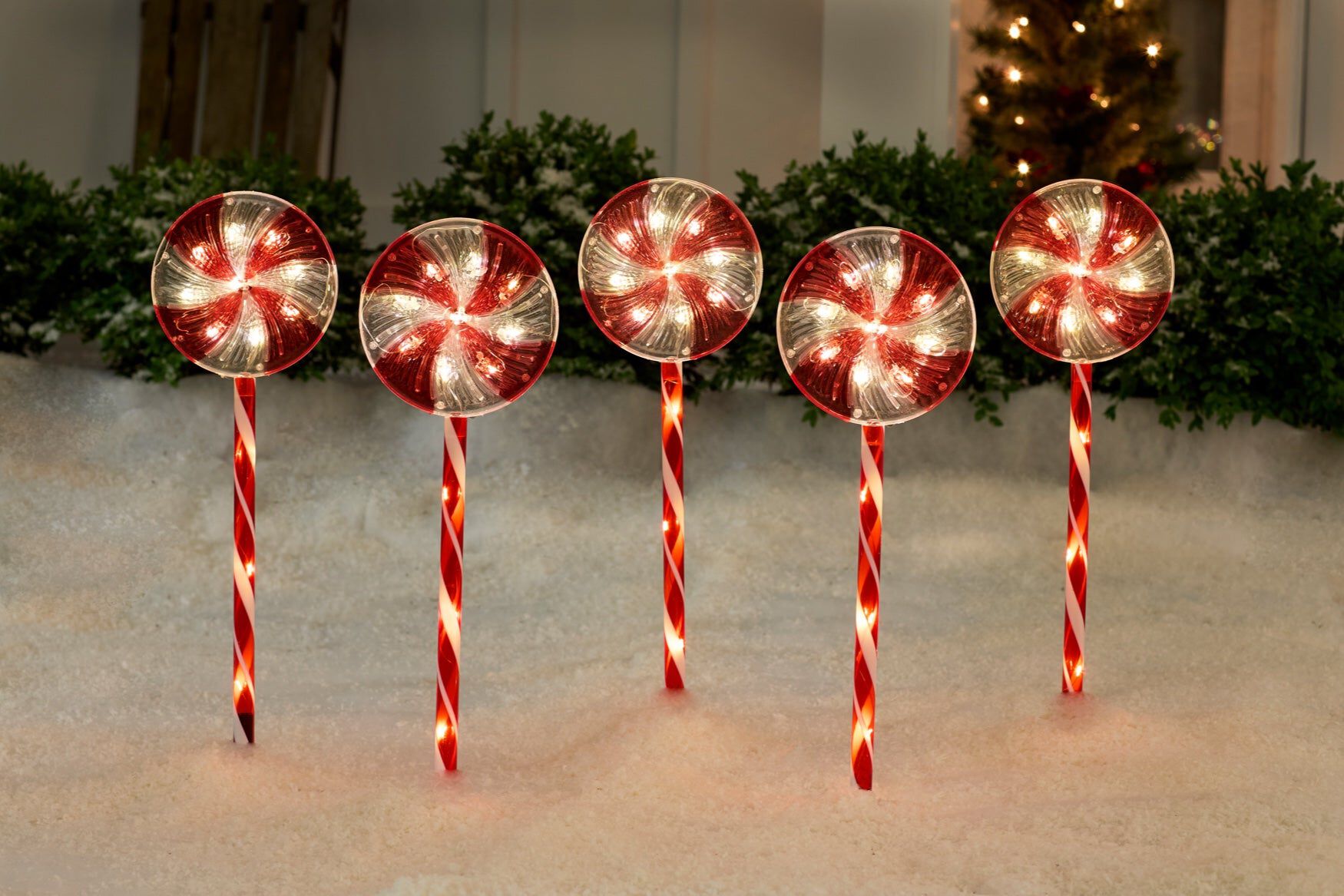 Peppermint Candy Pathway Lights, Set of 5