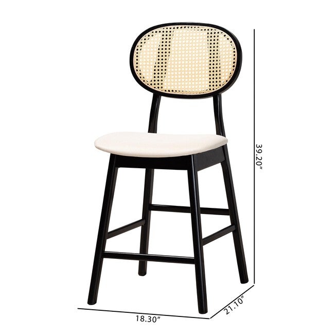 Darrion Mid-Century Modern Grey Fabric And Walnut Brown Finished Wood 2-Piece Counter Stool Set, , alternate image number null