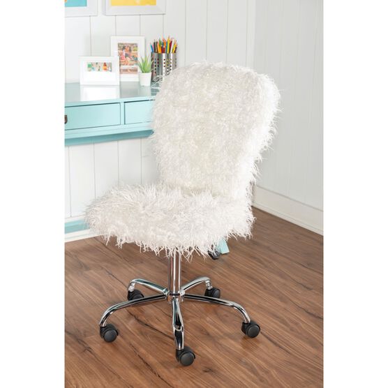 Fulton Faux Flokati Office Chair White, , alternate image number null