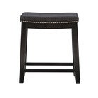 Claridge faux leather bar stool front view with dark frame and upholstered seat