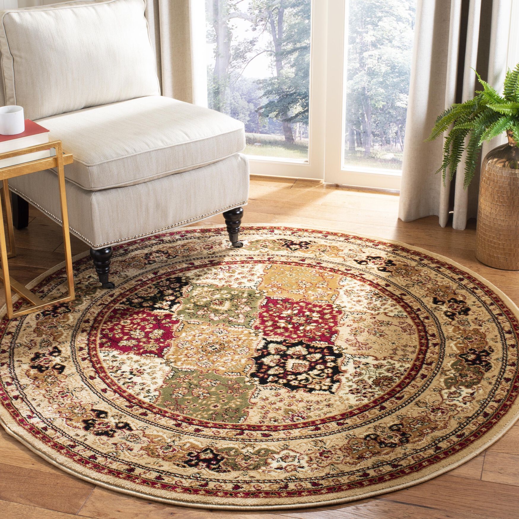 Lyndhurst 221 Multi / Beige 8' X 8' Round Round Rug, , on-hover image number 1