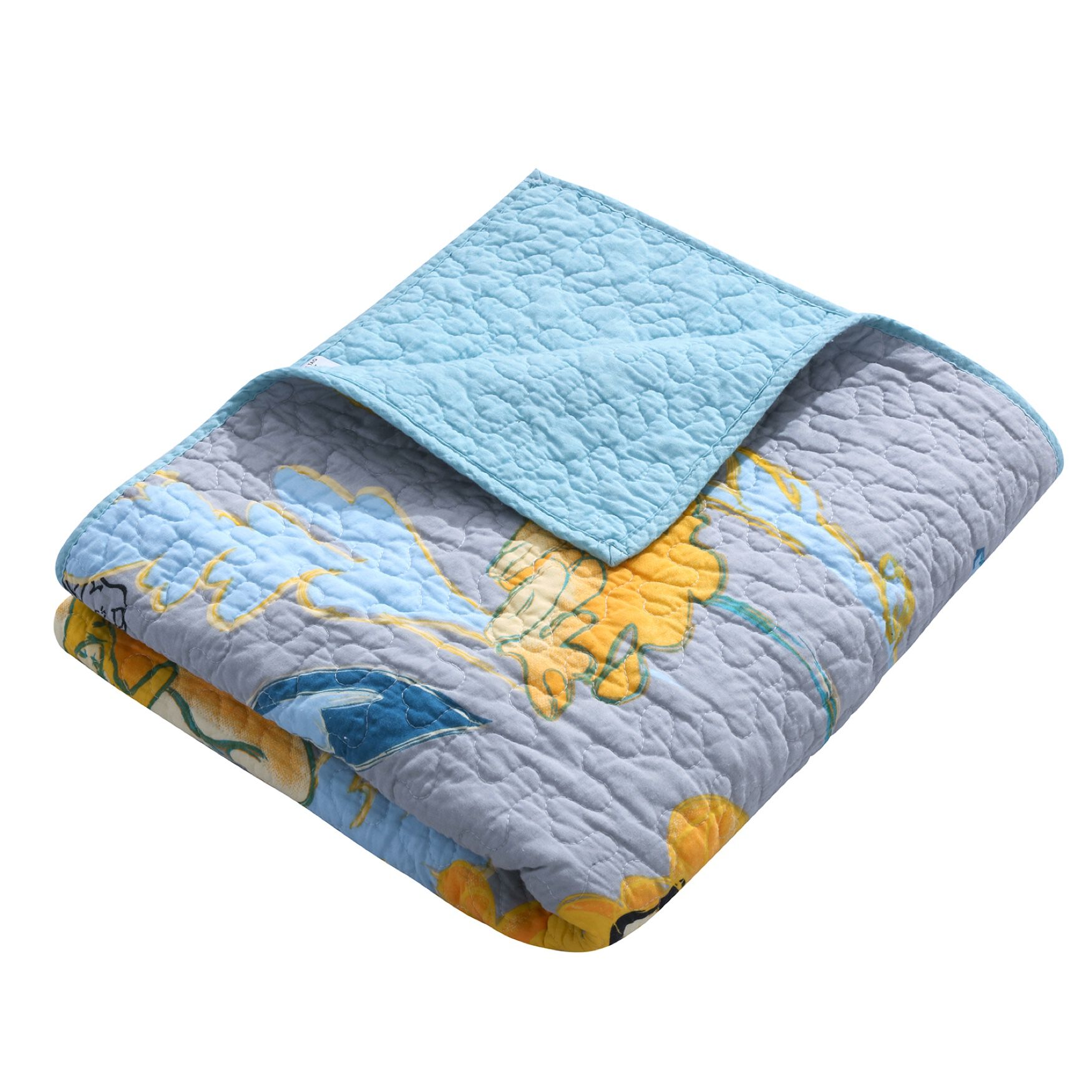 Watercolor Dream Modern Floral Quilted Throw Blanket, , alternate image number 7