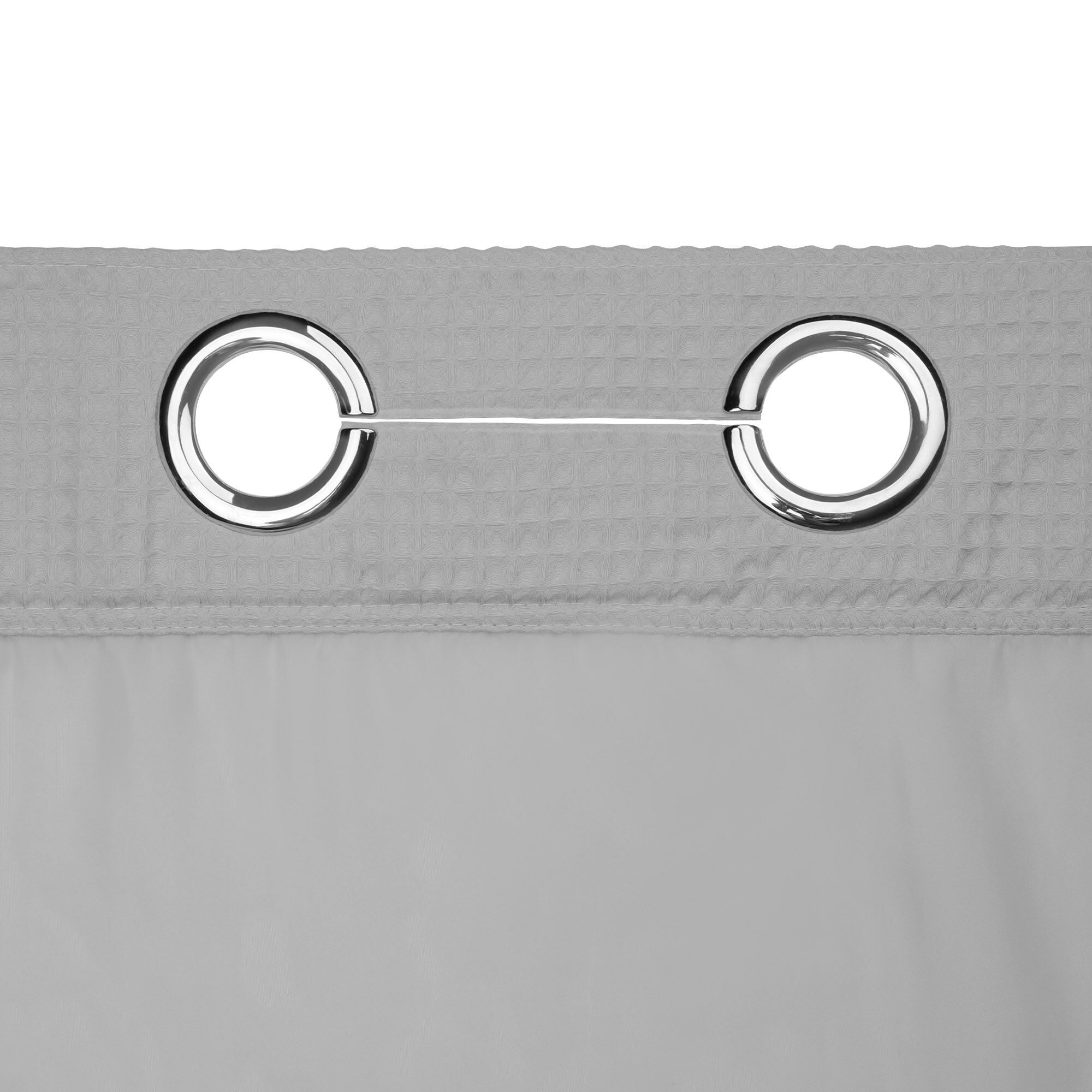 No Hook Cotton Blend Honeycomb Waffle Shower Curtain with Snap-in Liner, GREY, alternate image number 3