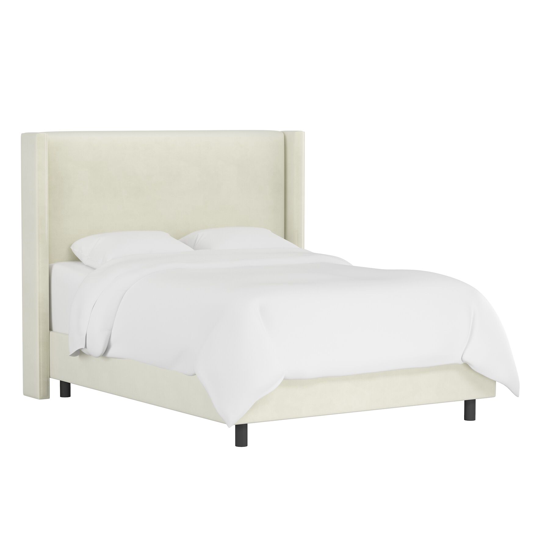 Velvet Wingback Bed, REGAL ANTIQUE WHITE, hi-res image number 0