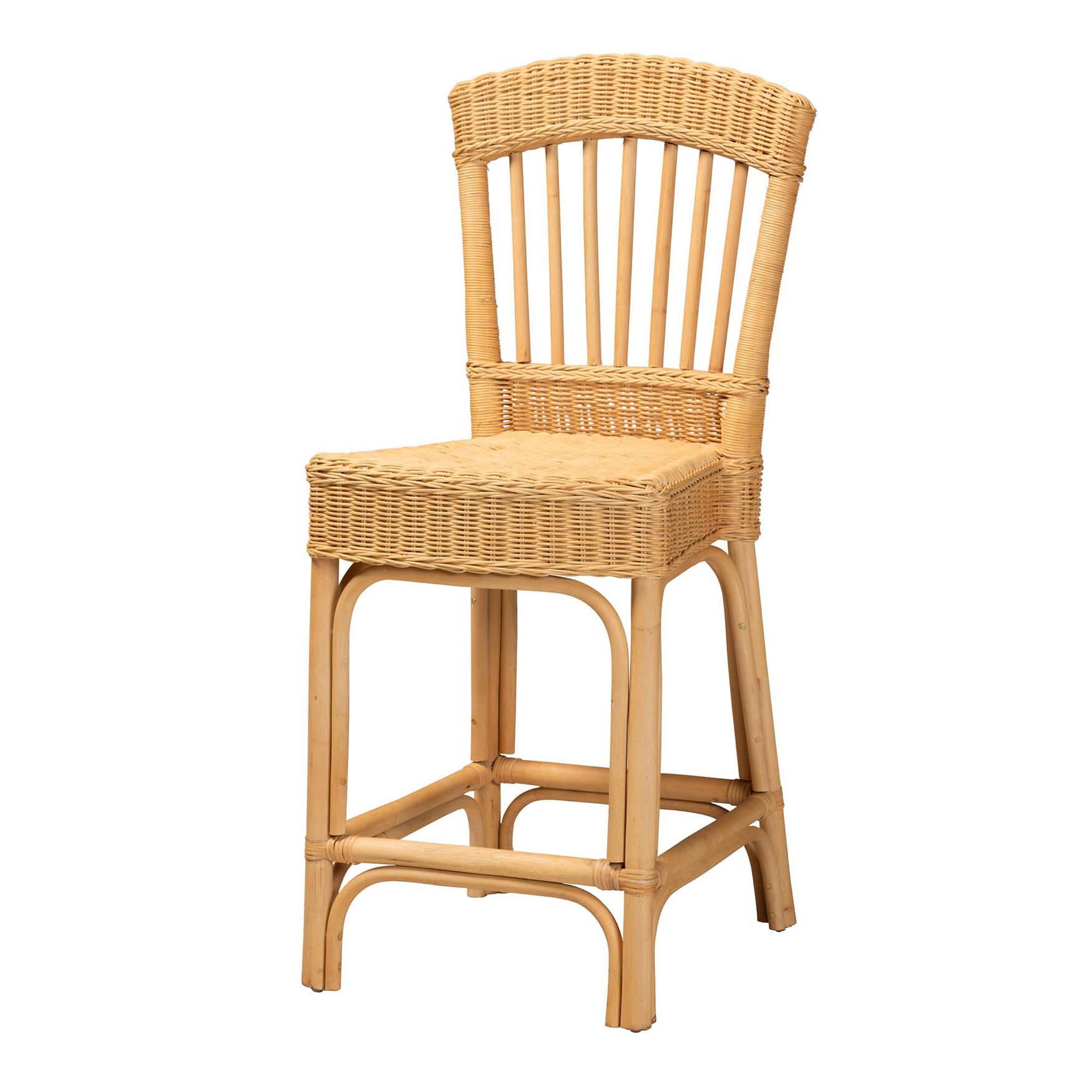Barito Modern Bohemian Natural Rattan Counter Stool, NATURAL RATTAN, hi-res image number 0