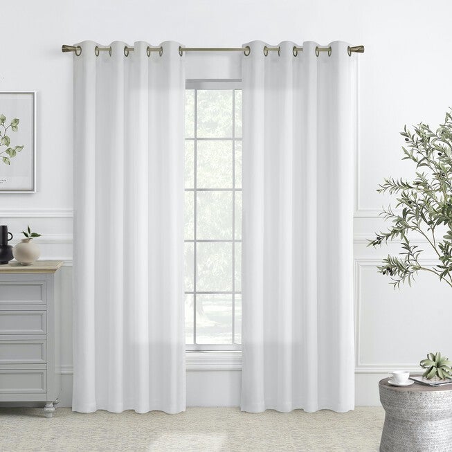 Rhapsody Lined Grommet Panel Window Curtain, WHITE, hi-res image number 0