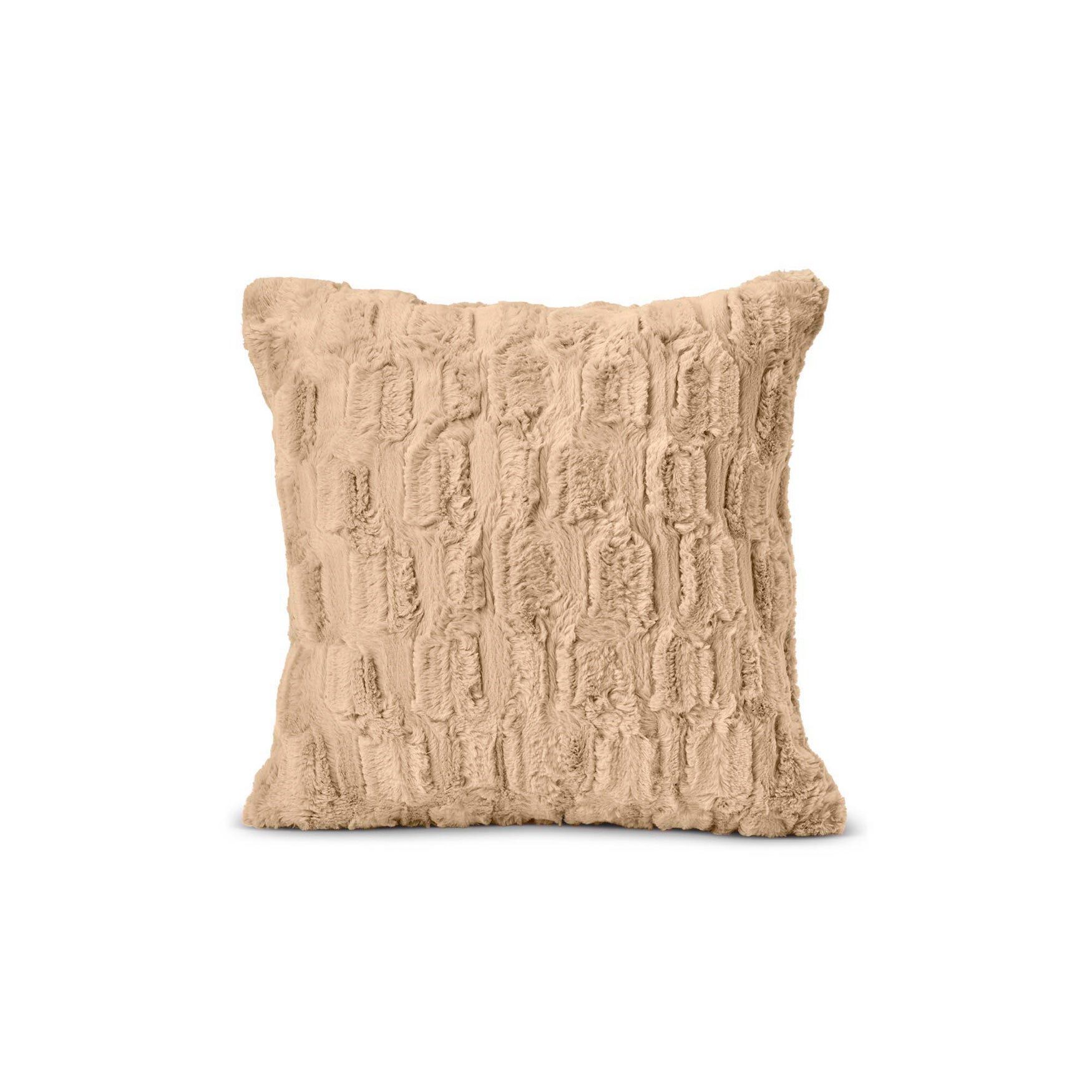 HGTV Art Deco Faux Fur Pillow, BEIGE, hi-res image number 0