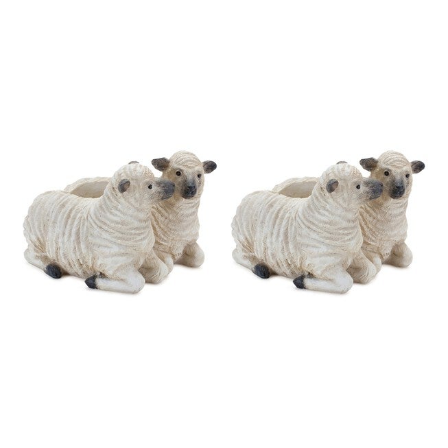 Sheep Couple Planter (Set of 2), CREAM BLACK, alternate image number 1