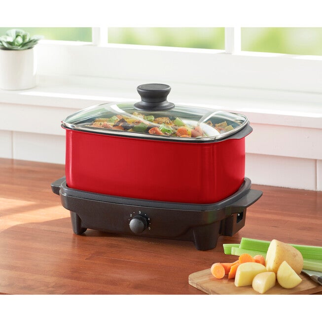 5-QT. Slow Cooker with Griddle & Tote Bag, RED, hi-res image number 0