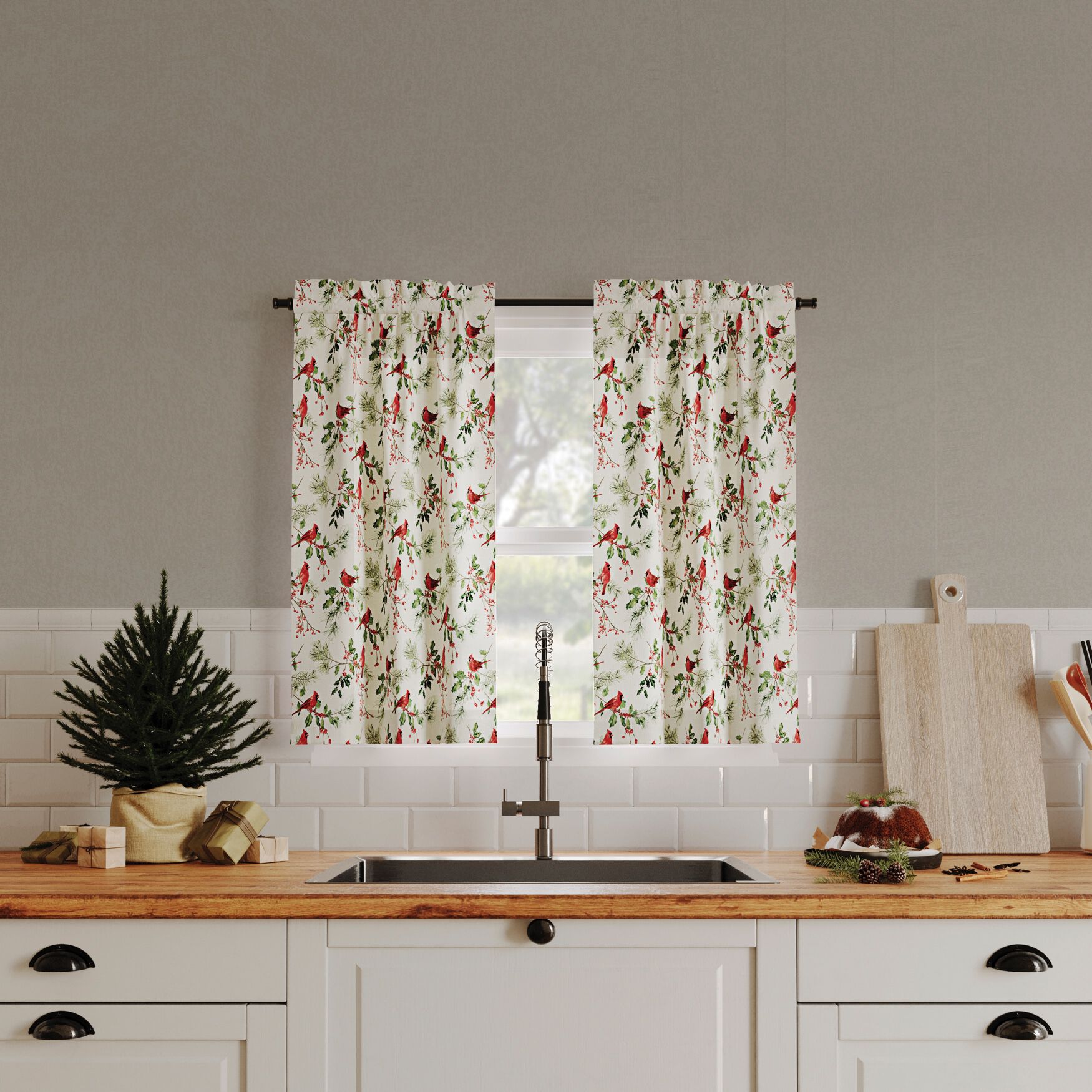Cardinal Printed Tier & Valance, , on-hover image number 1