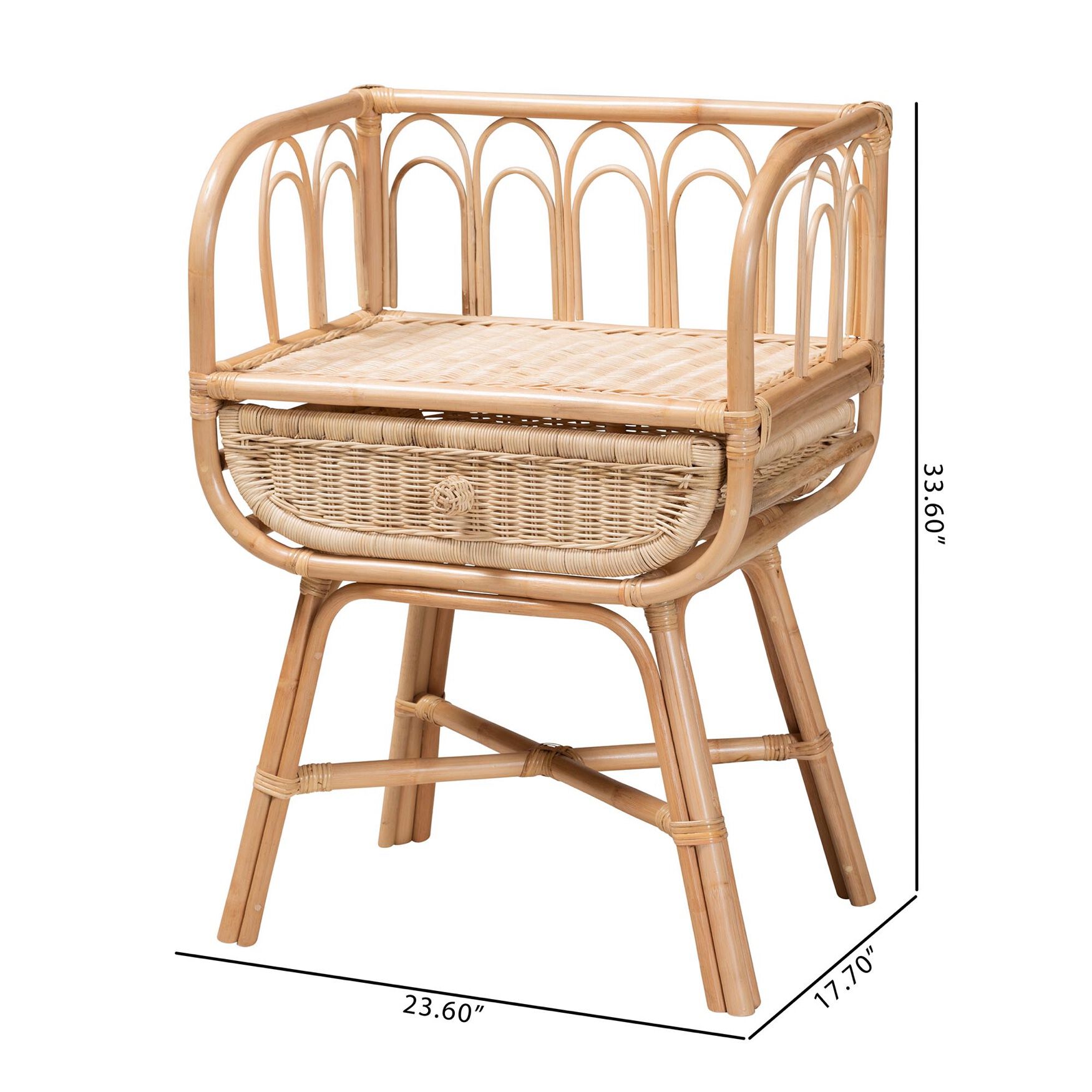 Panchali Modern Bohemian Natural Brown Rattan Nightstand, , alternate image number 9