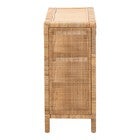 Natural rattan 4-tier display shelf tall side panel view