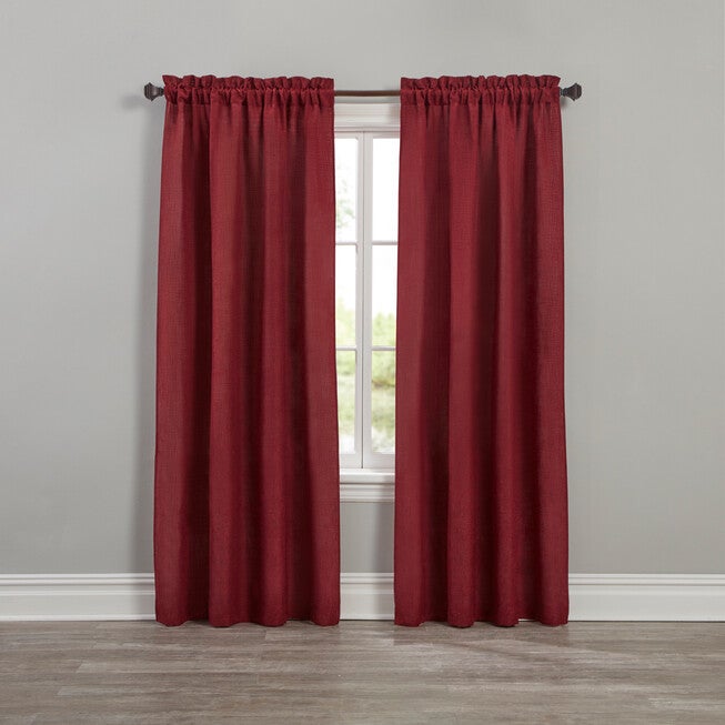 Textured Rod Pocket Window Panel, BURGUNDY, hi-res image number 0