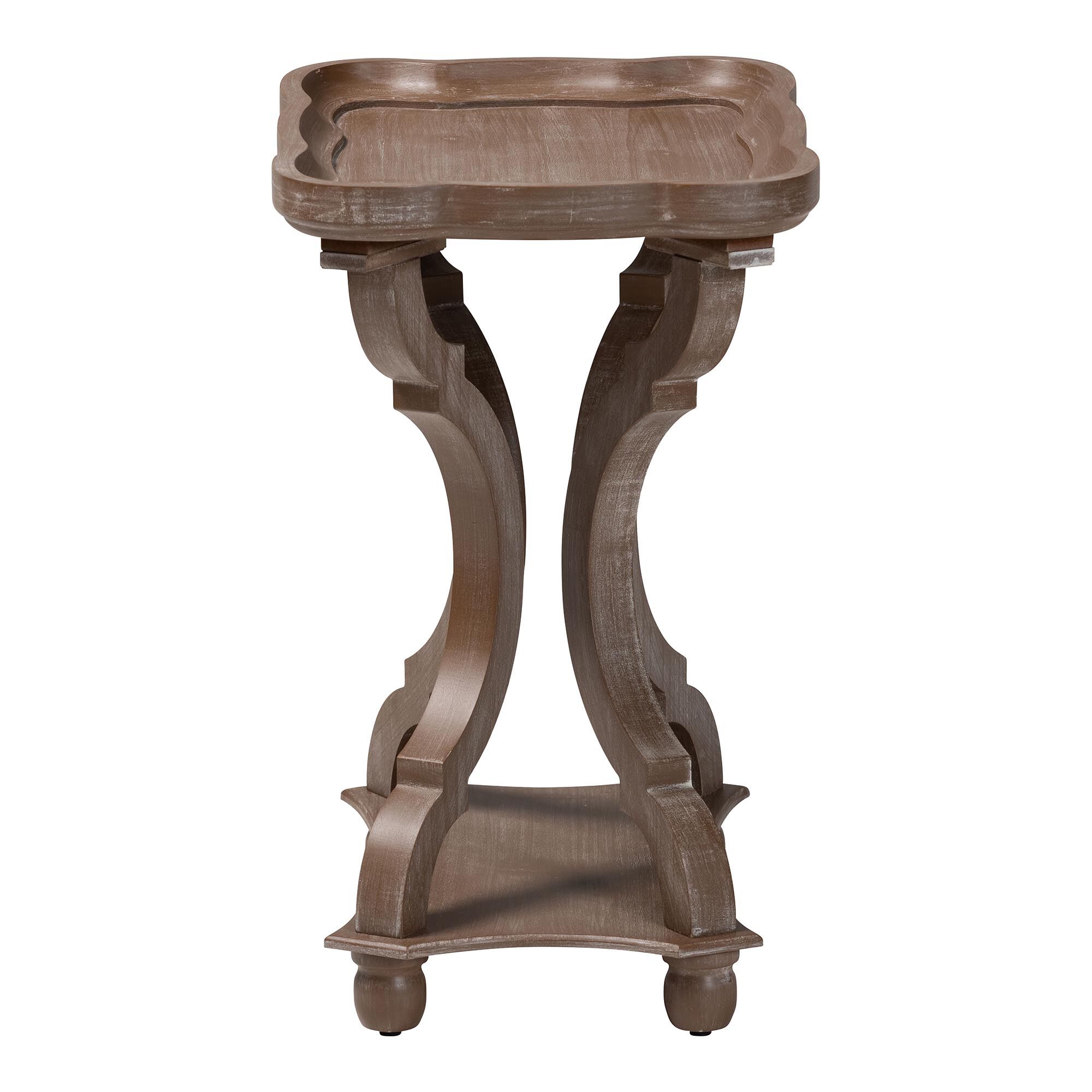 Yannick French Country Antique Brown Wood End Table, BROWN, alternate image number 3