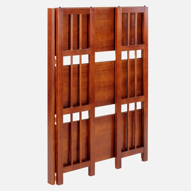 3-Shelf Folding Stackable Bookcase 27.5 inches Wide-Walnut, , alternate image number 2