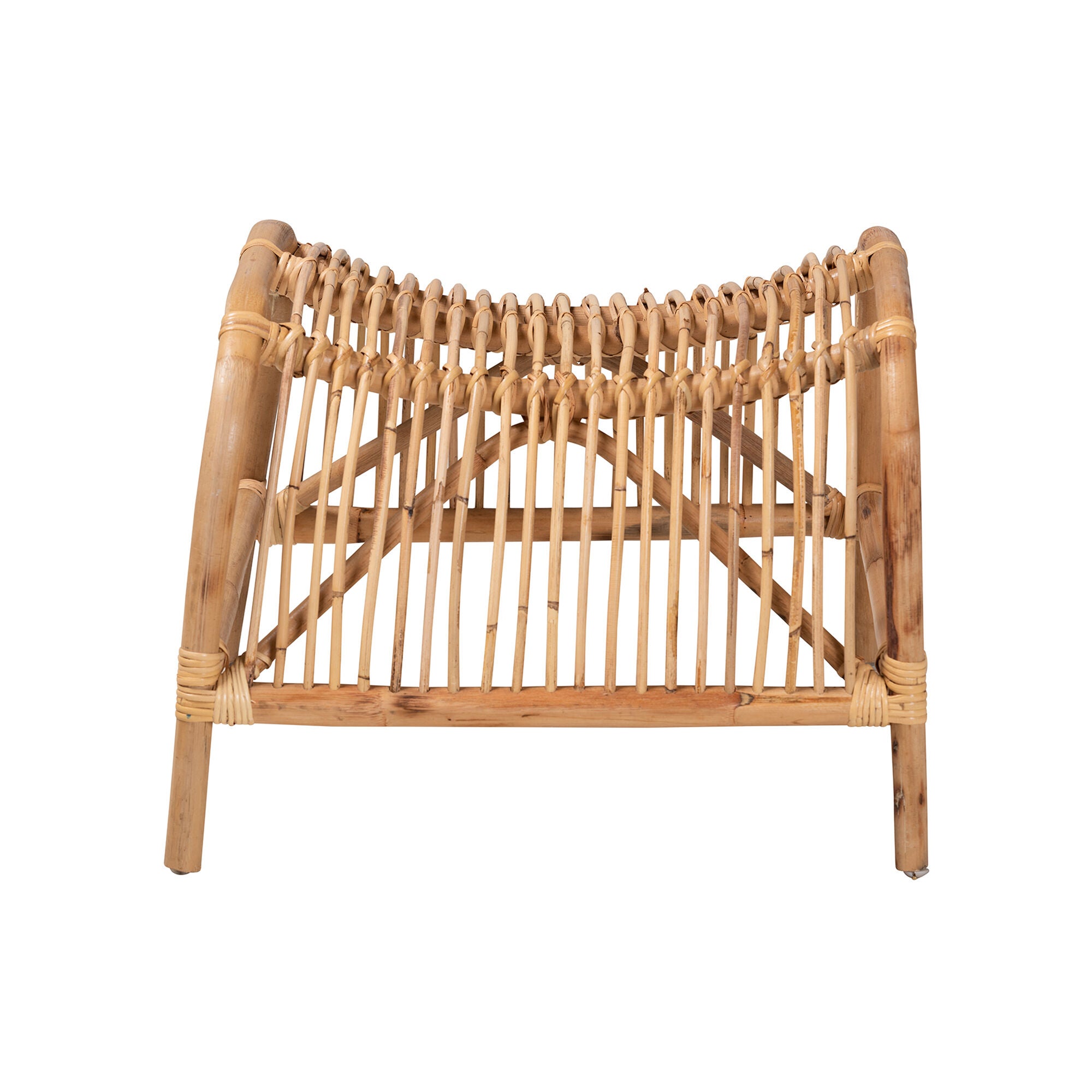 Lamaria Modern Bohmenian Natural Brown Antique Rattan Footstool, NATURAL BROWN, alternate image number 2