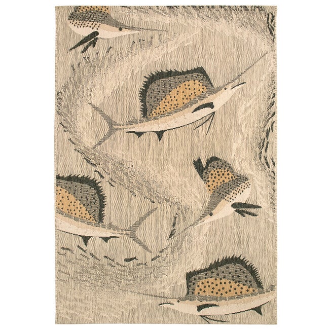 Liora Manne Portofino Sailfish Indoor/Outdoor Rug, NATURAL, hi-res image number 0