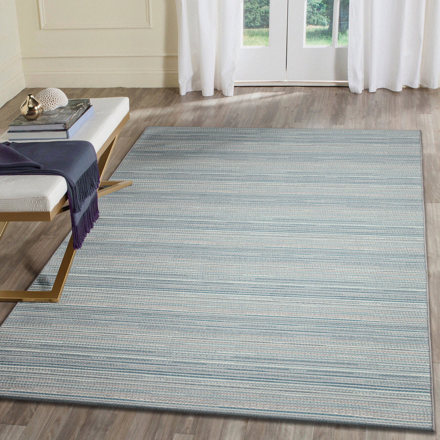 Miranda Tweed Stripe Indoor/Outdoor Area Rug Aqua, , alternate image number 4