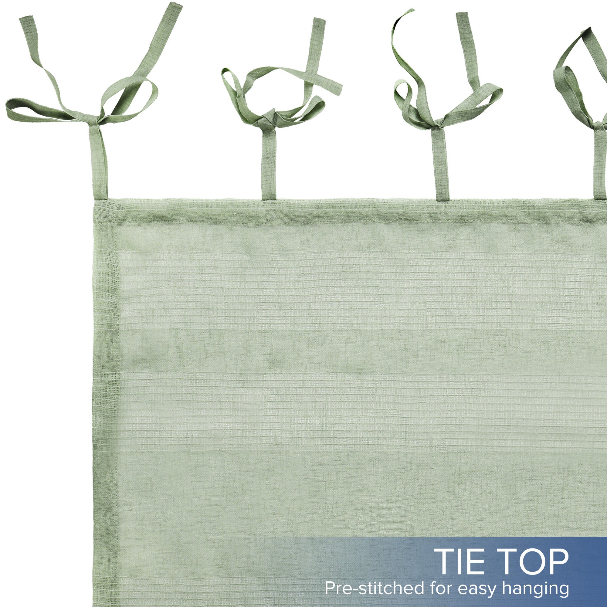 Stripe Sheer Tie Top Panel Pair, SAGE, alternate image number 3