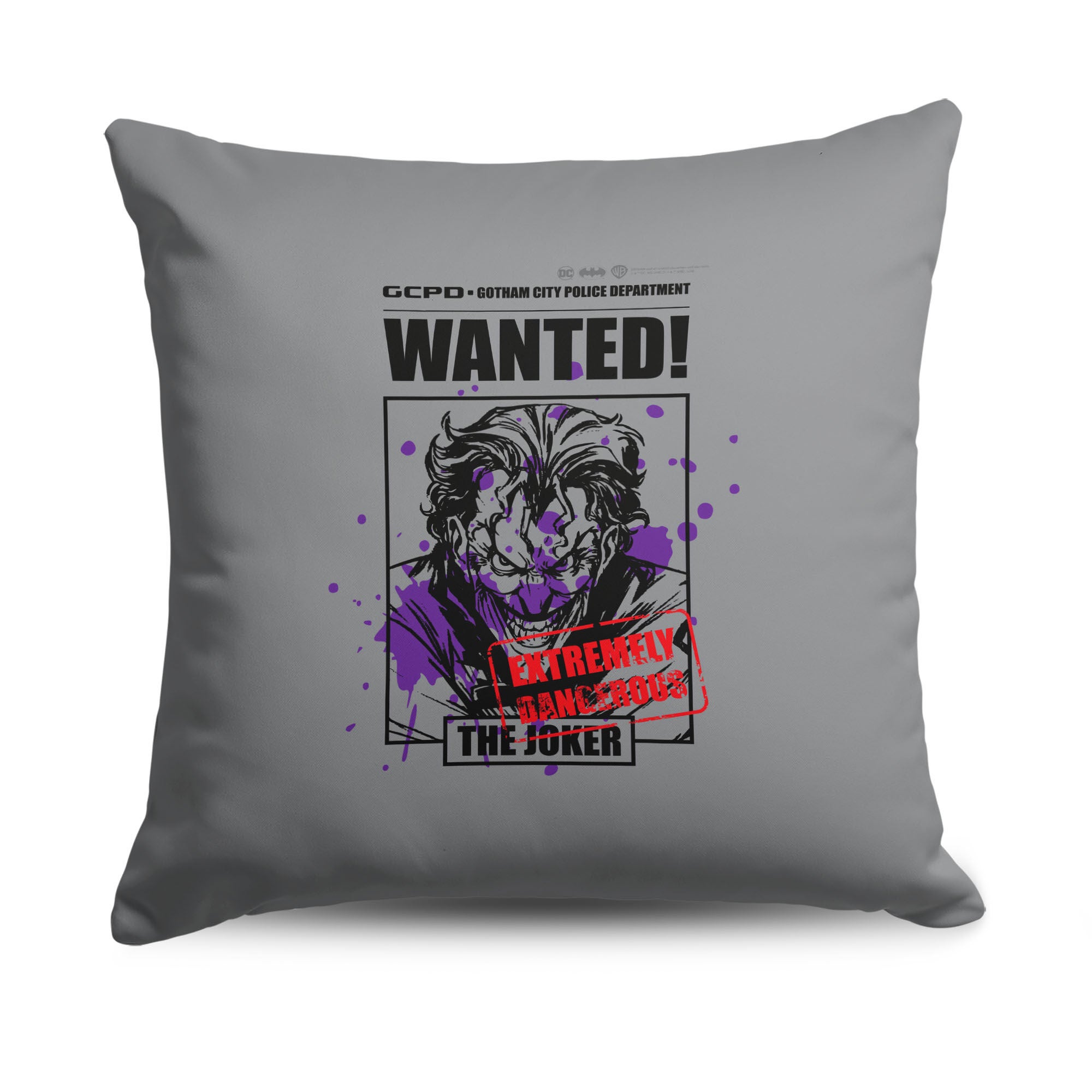 Warner Bros. DC Extremely Dangerous Throw Pillow 18X18 Inches, GRAY, hi-res image number 0