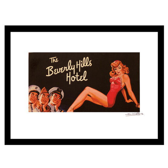 Vintage Beverly Hills Hotel Pool Girl - Red / Black - 14x18 Framed Print, RED BLACK, hi-res image number null